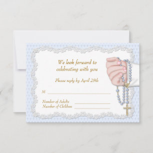 Hand Rosary Beads Blue RSVP Card