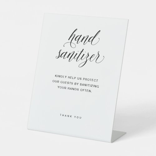 Hand Sanitizer  Elegant Typography Wedding Pedestal Sign