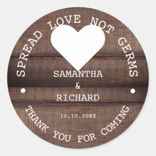 Hand Sanitizer Favors Spread Love Rustic Wedding   Classic Round Sticker
