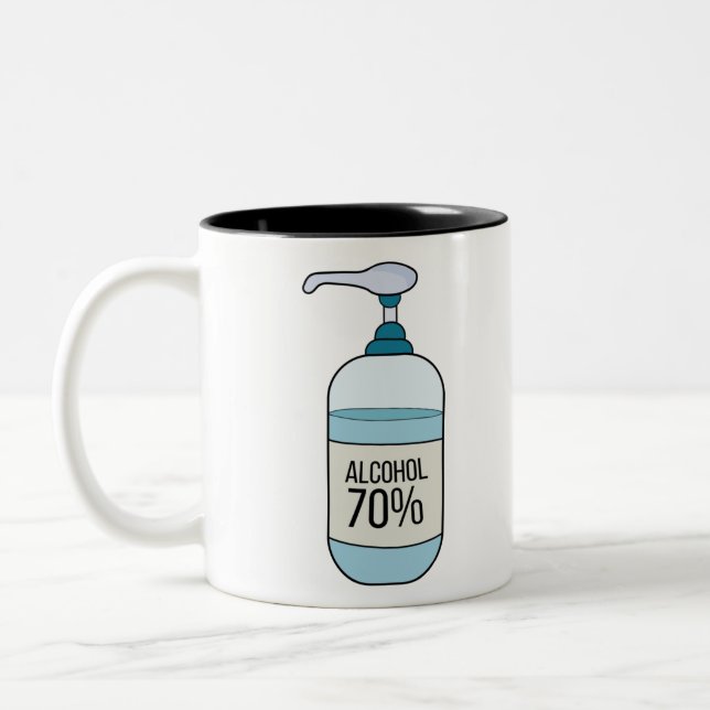 Hand Sanitizer Gel with 70% Alcohol Two-Tone Coffee Mug (Left)