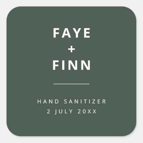 Hand Sanitizer  Green Covid Scandi Modern Wedding Square Sticker