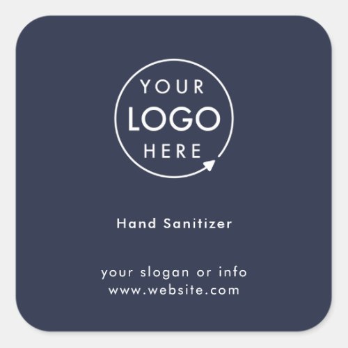 Hand Sanitizer  Navy Blue Professional Logo Square Sticker