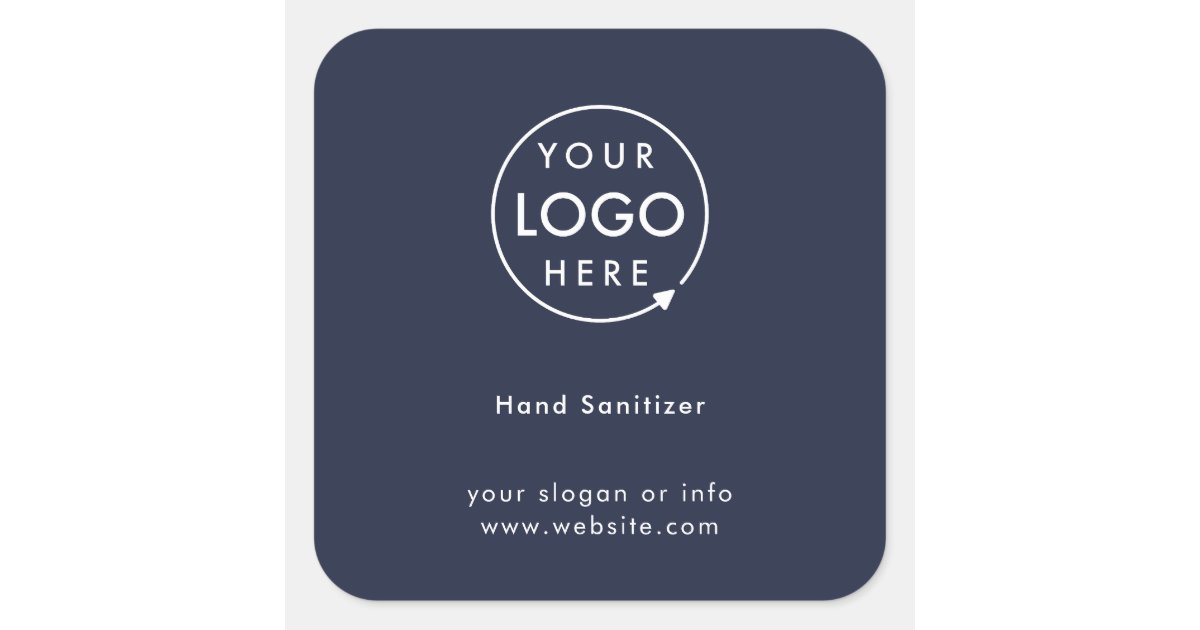 Hand Sanitizer | Navy Blue Professional Logo Square Sticker | Zazzle