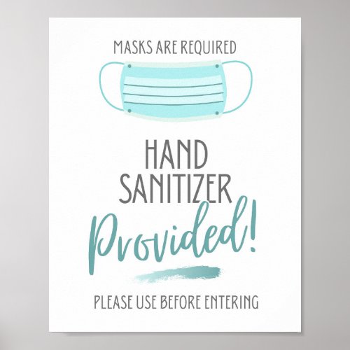 Hand Sanitizer Provided Masks Are Required Poster