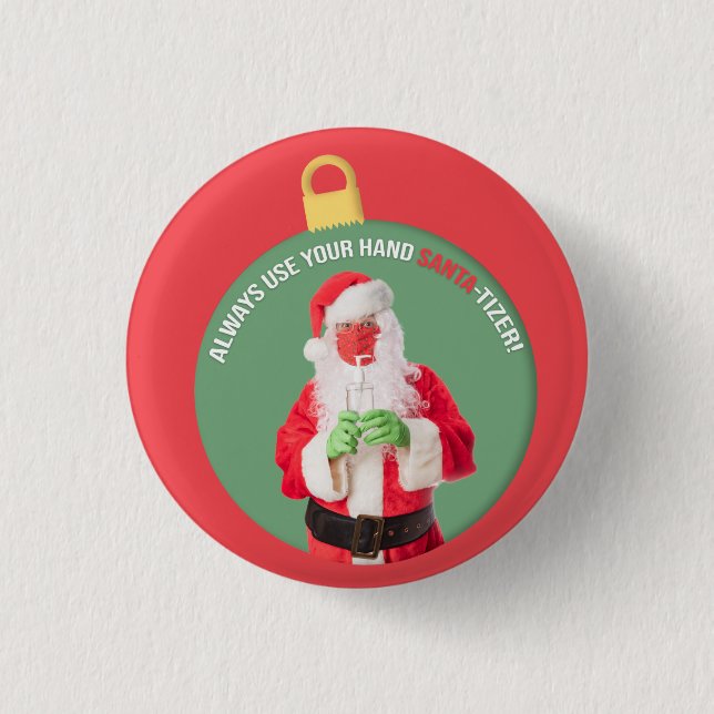 Hand SANTA-tizer Santa Claus 2020 Button (Front)