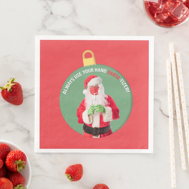 Hand SANTA-tizer Santa Claus 2020 Paper Dinner Napkins (Insitu)