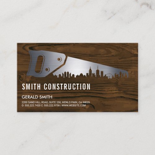 Hand Saw  Metallic Wood Business Card