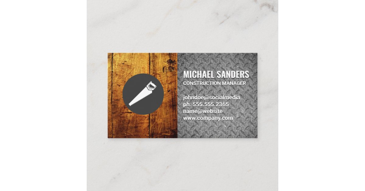 Hand Saw | Wood and Steel Business Card | Zazzle