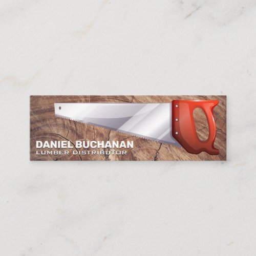 Hand Saw  Wood Grain Background Mini Business Card