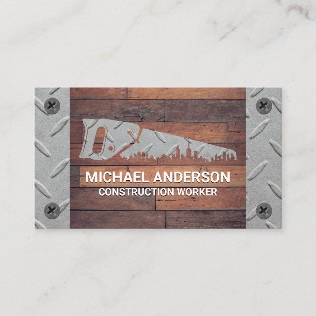Hand Saw | Wood Metal | Construction  Business Card (Front)