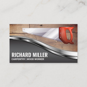 Hand Saw Wooden Boards Metal Trim Business Card