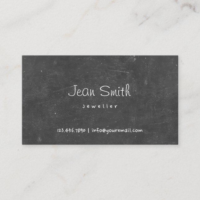 Hand Script Chalkboard Jewellery Business Card (Front)