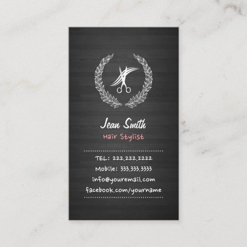 Hand Script Dark Wood Hair Stylist Business Card