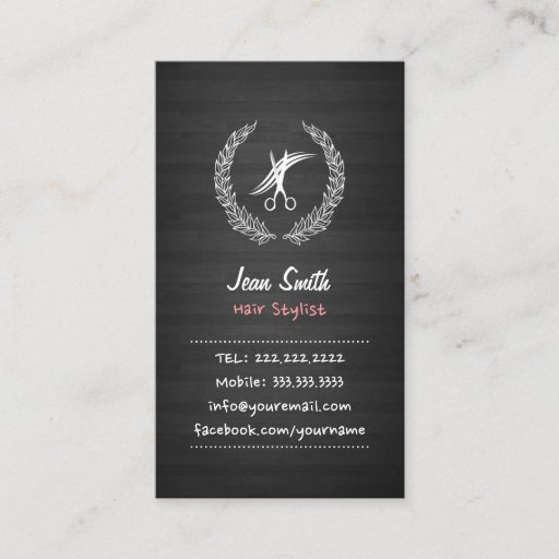 Customizable Hand Script Dark Wood Hair Stylist Business Card