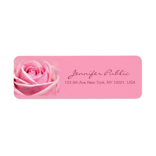 Hand Script Elegant Watercolor Pink Rose Template Label