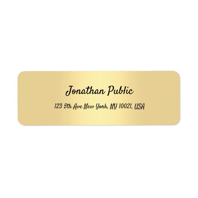 Hand Script Gold Modern Simple Template Elegant Label (Front)