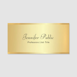 Hand Script Modern Elegant Gold Glamour Template Name Tag
