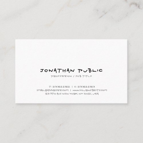 Hand Script Modern Simple Design Elegant Template Business Card