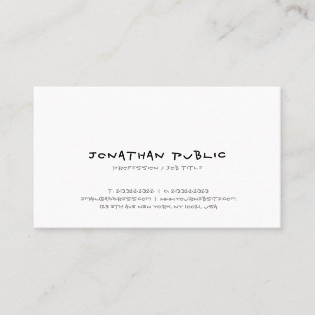 Hand Script Modern Simple Design Elegant Template Business Card (Front)