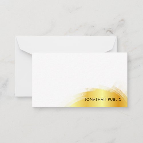 Hand Script Monogram Faux Gold Elegant Simple Note Card