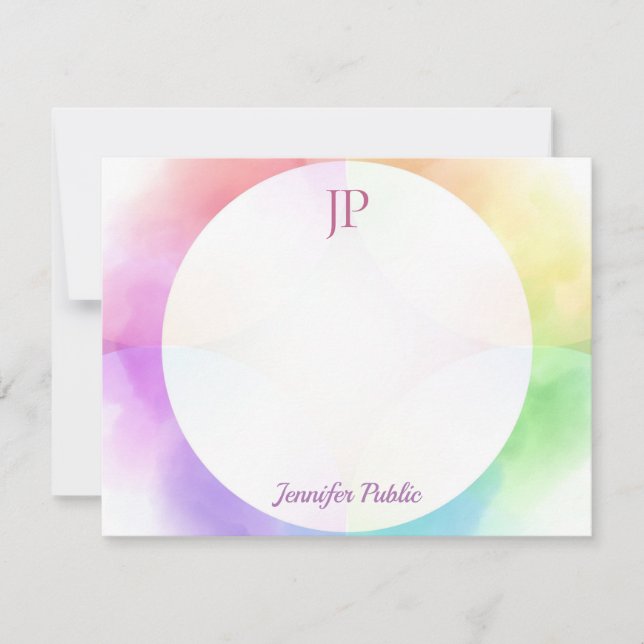Hand Script Monogram Modern Watercolor Template (Front)
