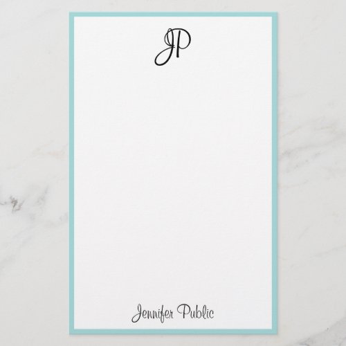 Hand Script Monogram Name Simple Modern Template Stationery