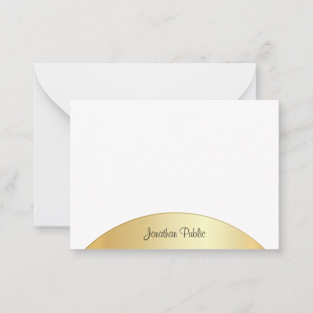 Hand Script Monogram Template Faux Gold Elegant (Front)