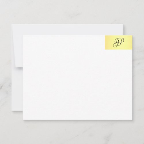 Hand Script Monogrammed Name Faux Gold Chic Note Card