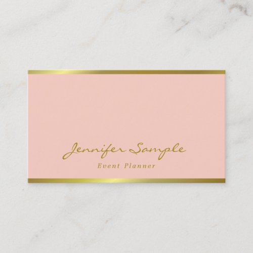 Hand Script Pink Gold Modern Elegant Event Planner Business Card