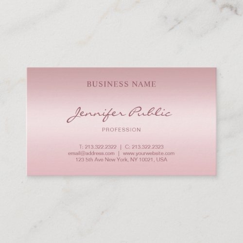 Hand Script Rose Gold Elegant Trendy Template Business Card