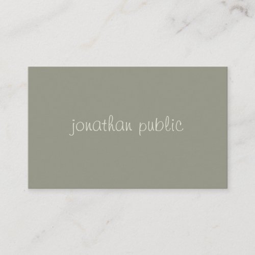 Hand Script Simple Modish Elegant Green Template Business Card