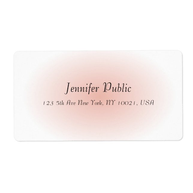 Hand Script Template Blush Pink White Elegant Label (Front)