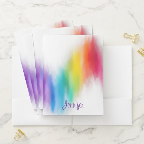 Hand Script Template Modern Elegant Trendy Pocket Folder