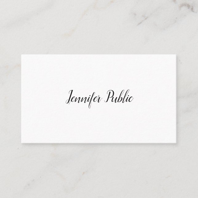 Hand Script Template Trendy Minimalist Modern Cute Business Card (Front)