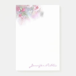 Hand Script Template Watercolor Pastel Color Roses Post-it Notes
