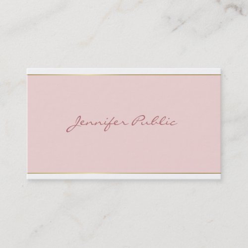 Hand Script Text Blush Pink Gold Template Elegant Business Card