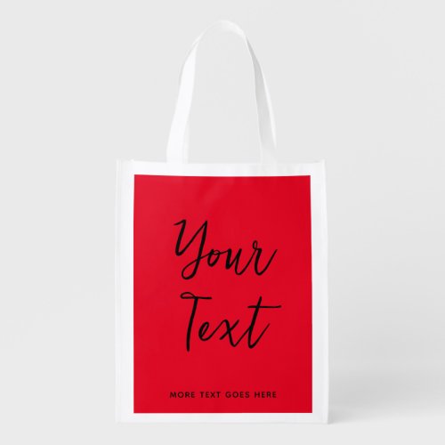 Hand Script Text Elegant Red Modern Template Grocery Bag