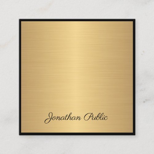 Hand Script Text Modern Glam Gold Elegant Luxury Square Business Card