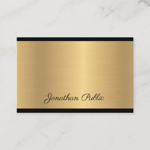 Hand Script Text Modern Glamour Gold Elegant Chic Business Card