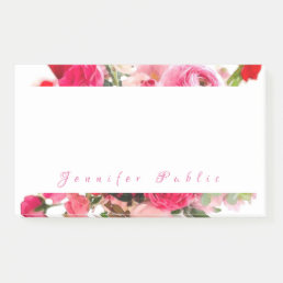 Hand Script Text Name Watercolor Floral Template Post-it Notes