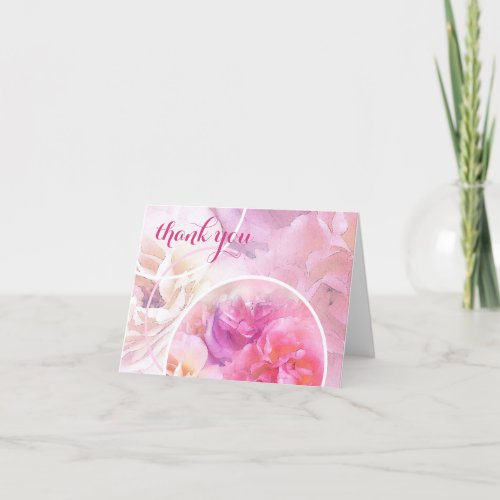 Hand Script Text Thank You Watercolor Roses Chic