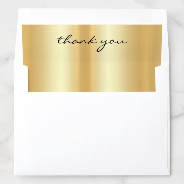 Hand Script Thank You Gold Look Template Elegant Envelope Liner (In Envelope)