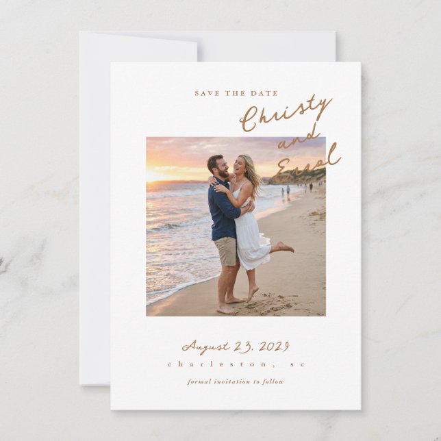 Hand Scripted Copper Save The Date (Front)