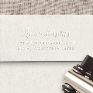 Hand Scripted Family Name Return Address Embosser