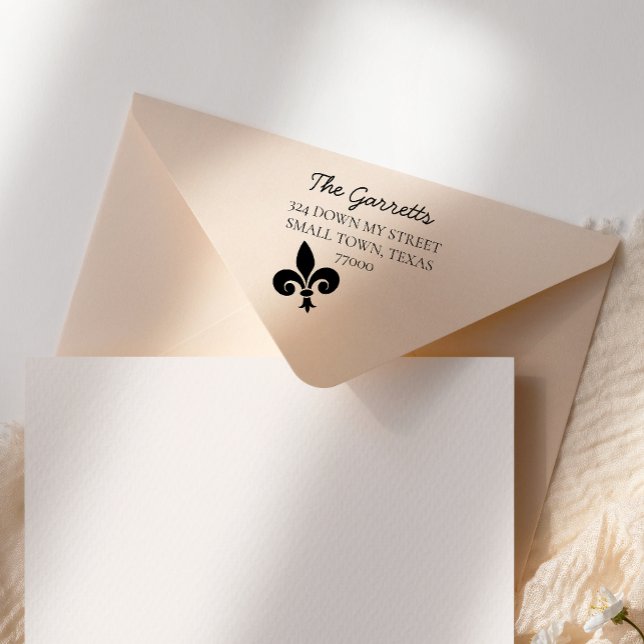 Hand Scripted Fleur De Lis Family Name Self-inking Stamp (Creator Uploaded)
