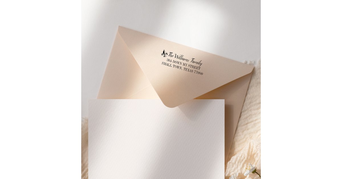 Hand Scripted Fleur De Lis Return Address Self-inking Stamp | Zazzle