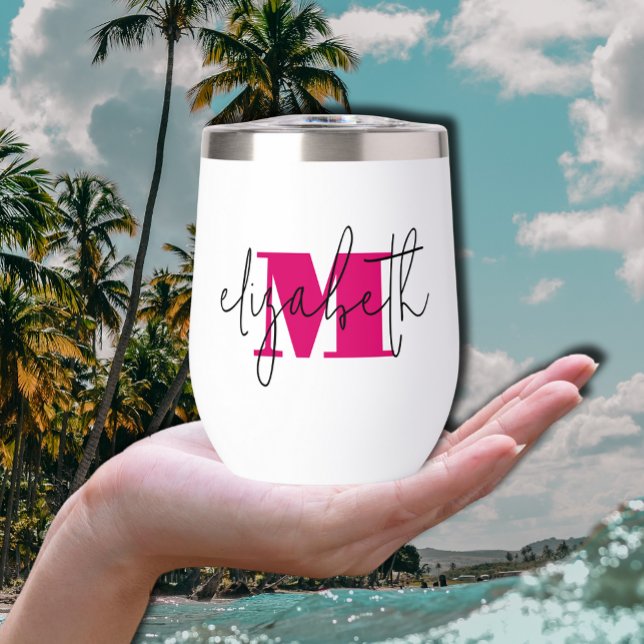 Hand Scripted Name Monogram Thermal Wine Tumbler (Hand Scripted Name Monogram Thermal Wine Tumbler)