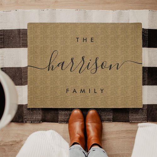 Hand Scripted  Personalized Family Doormat