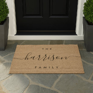Hand Scripted Personalized Family Fiber Doormat