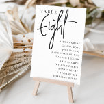 Hand Scripted Table EIGHT   Guest Names Table Number<br><div class="desc">Simple and chic table number cards in classic black and white make an elegant statement at your wedding or event. Design features "table [number]" in an eyecatching mix of classic serif and handwritten script lettering, with individual guest names beneath. Design repeats on both sides. Individually numbered cards sold separately; order...</div>